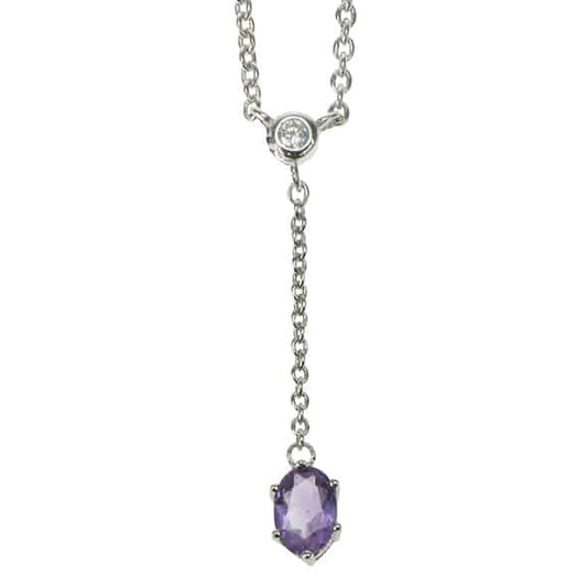 Silver and Amethyst necklace with cubic zirconia