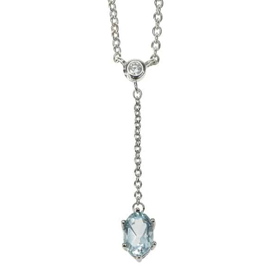 Silver and Blue topaz necklace with cubic zirconia