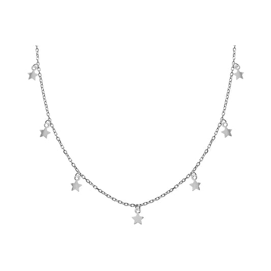 Silver star charm necklace.