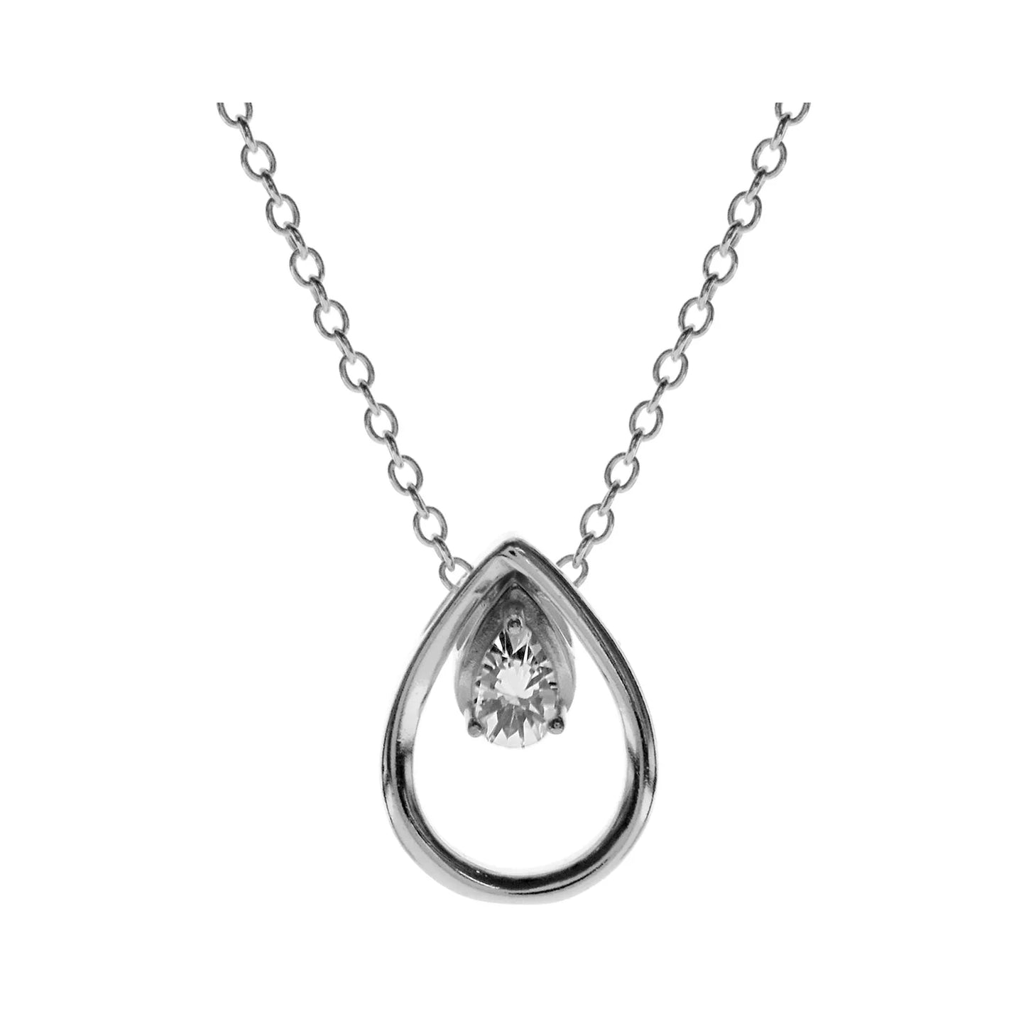 Silver Teardrop with Cubic Zirconia pendant