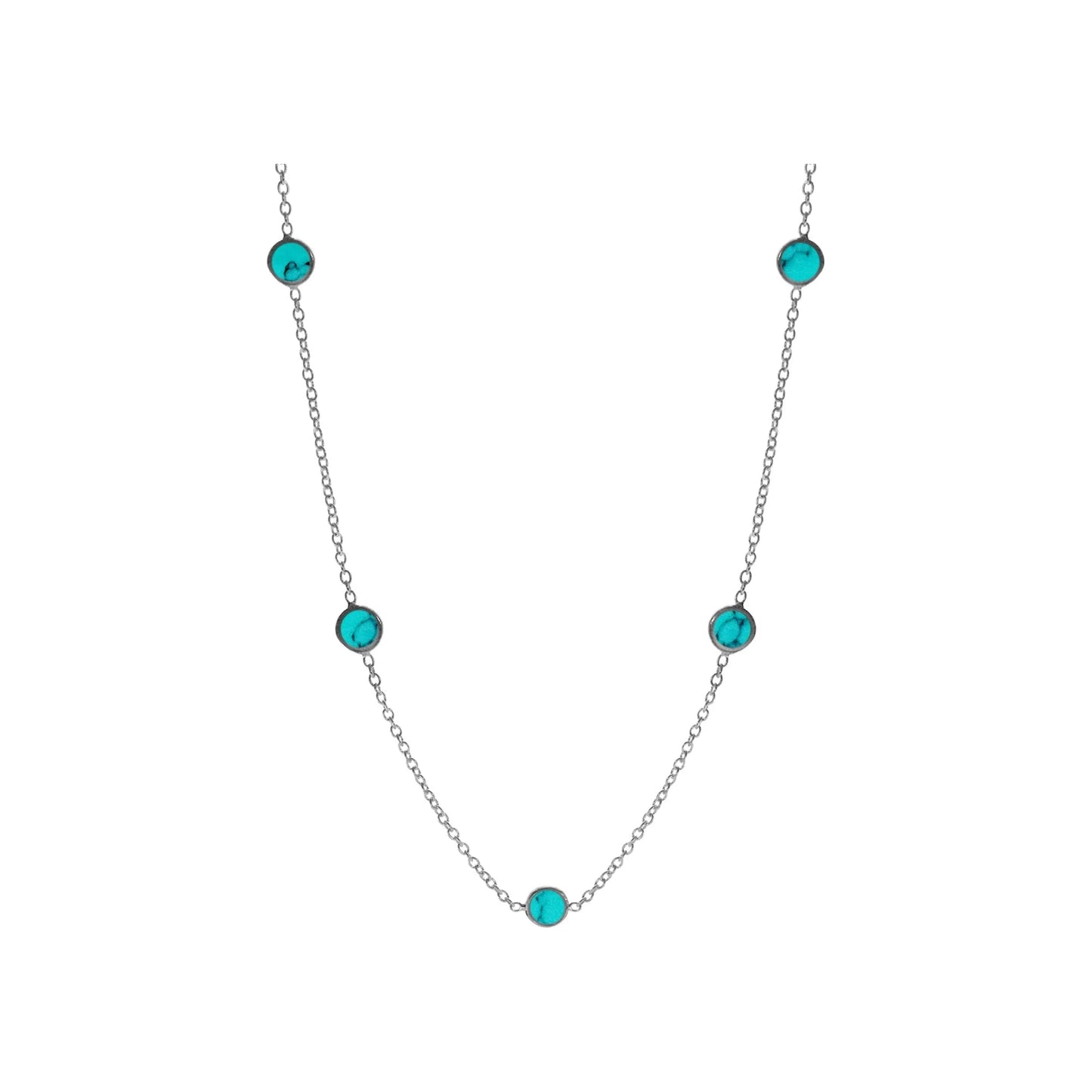Silver and Turquoise station necklace.