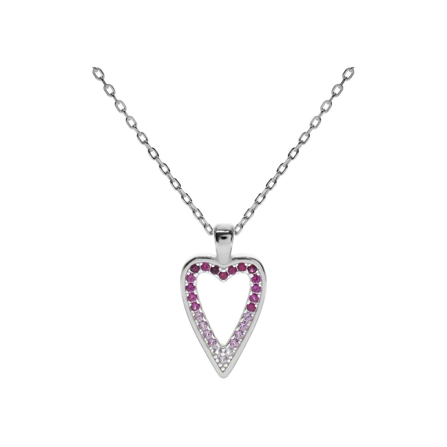 silver and cubic zirconia open heart pendant.