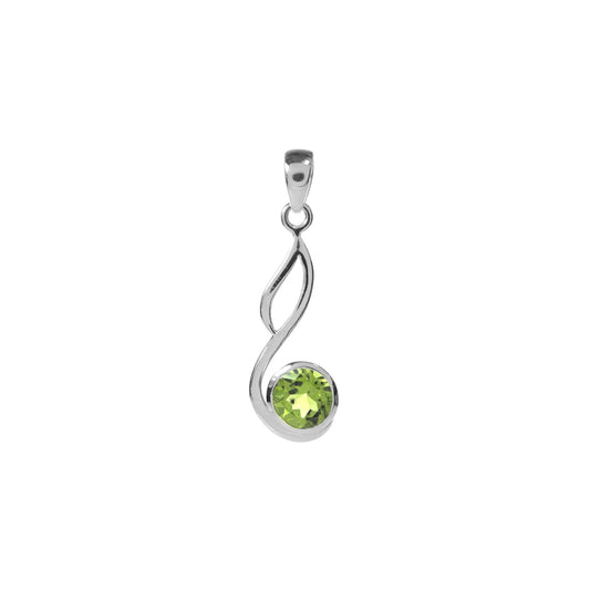 Silver and Peridot pendant & stud earring set.