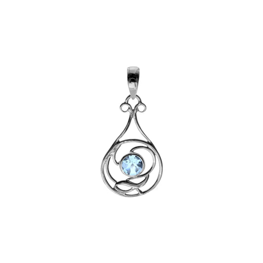 Silver and Blue Topaz art nouveau style pendant