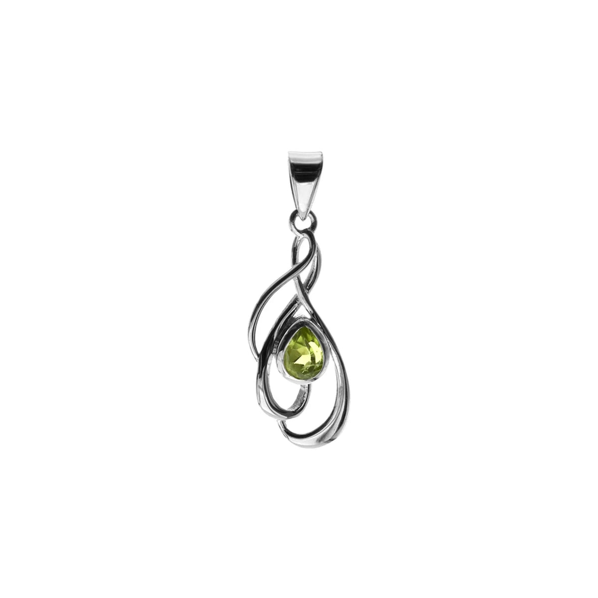 Silver and Peridot swirls pendant