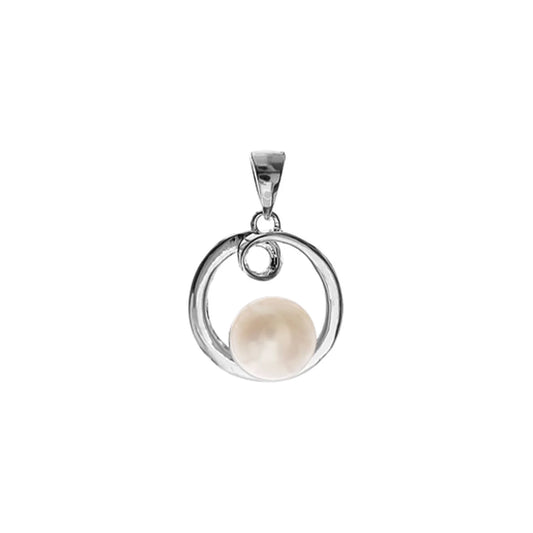 Silver and Freshwater Pearl swirl pendant.