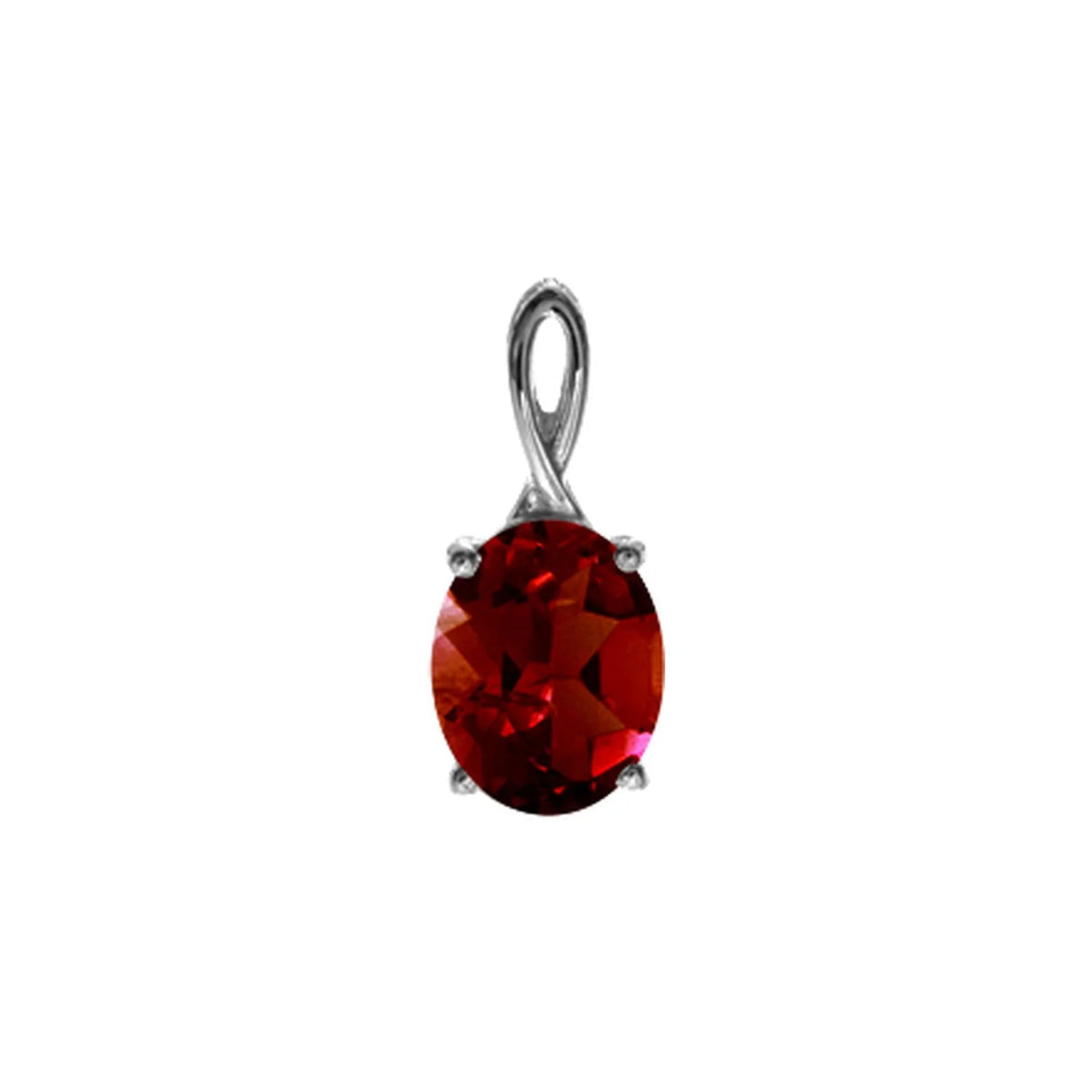 Silver and Garnet claw set oval pendant