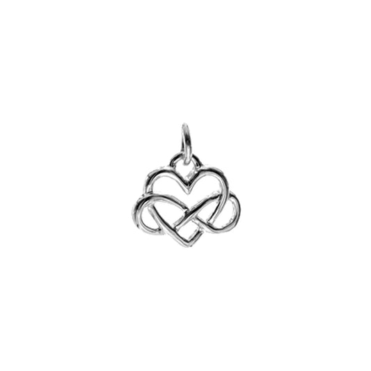 Infinity wrapped heart silver pendant.