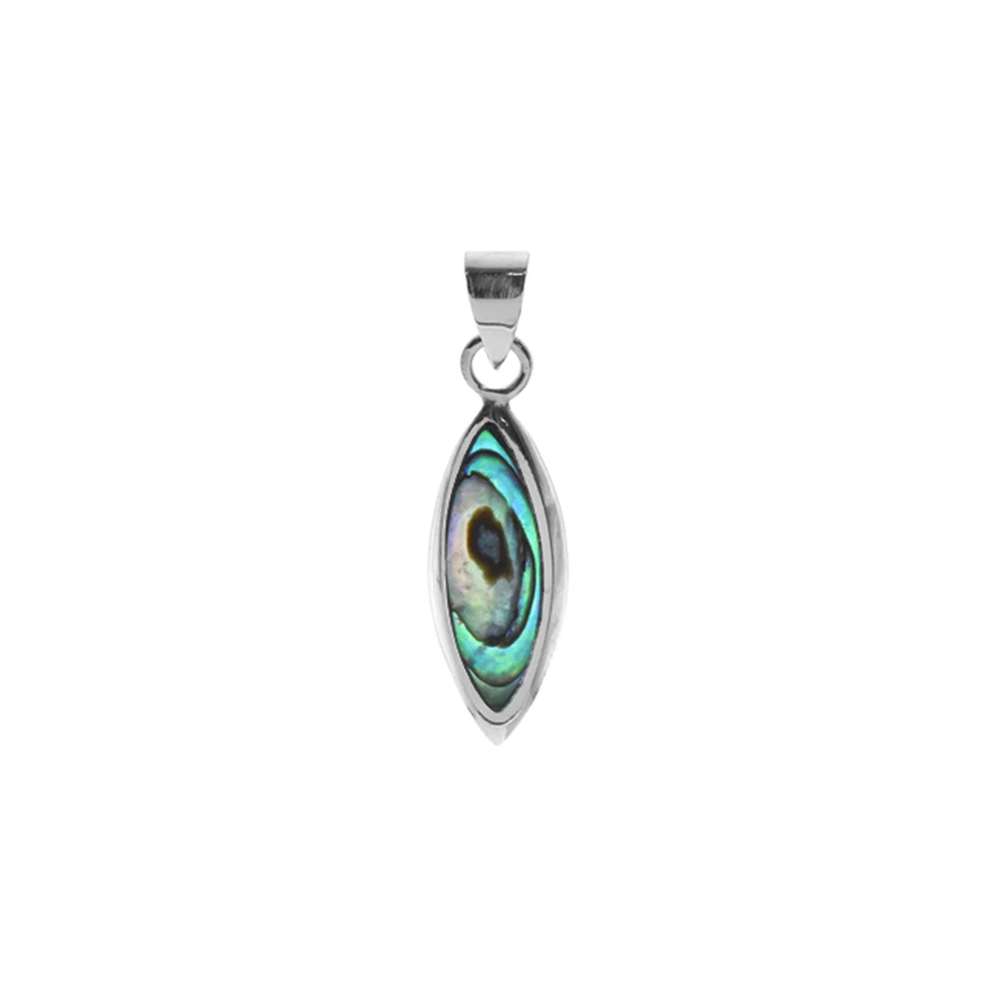 paua shell and silver pendant.