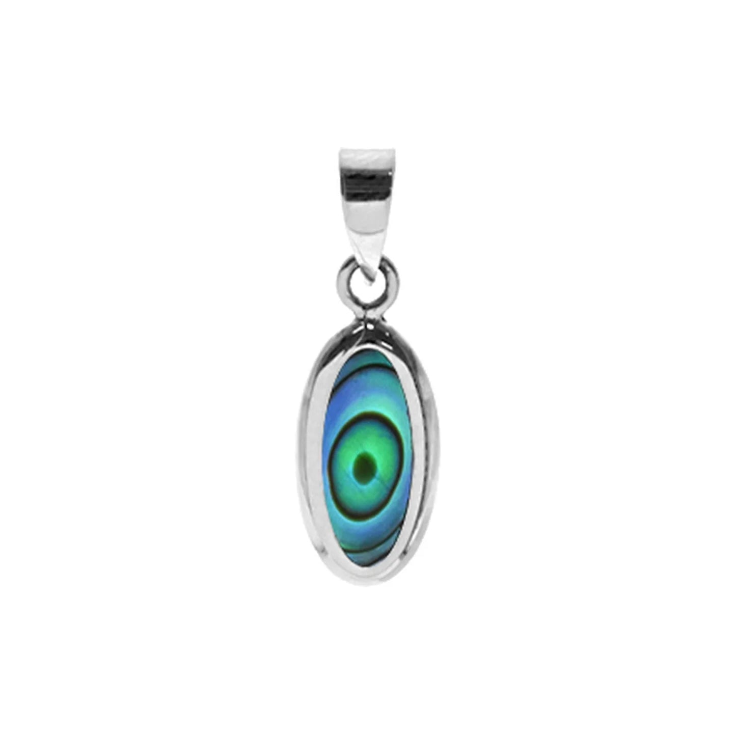 Silver and Paua Shell marquise pendant.