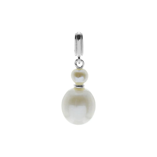 Silver and rice pearl double pendant.