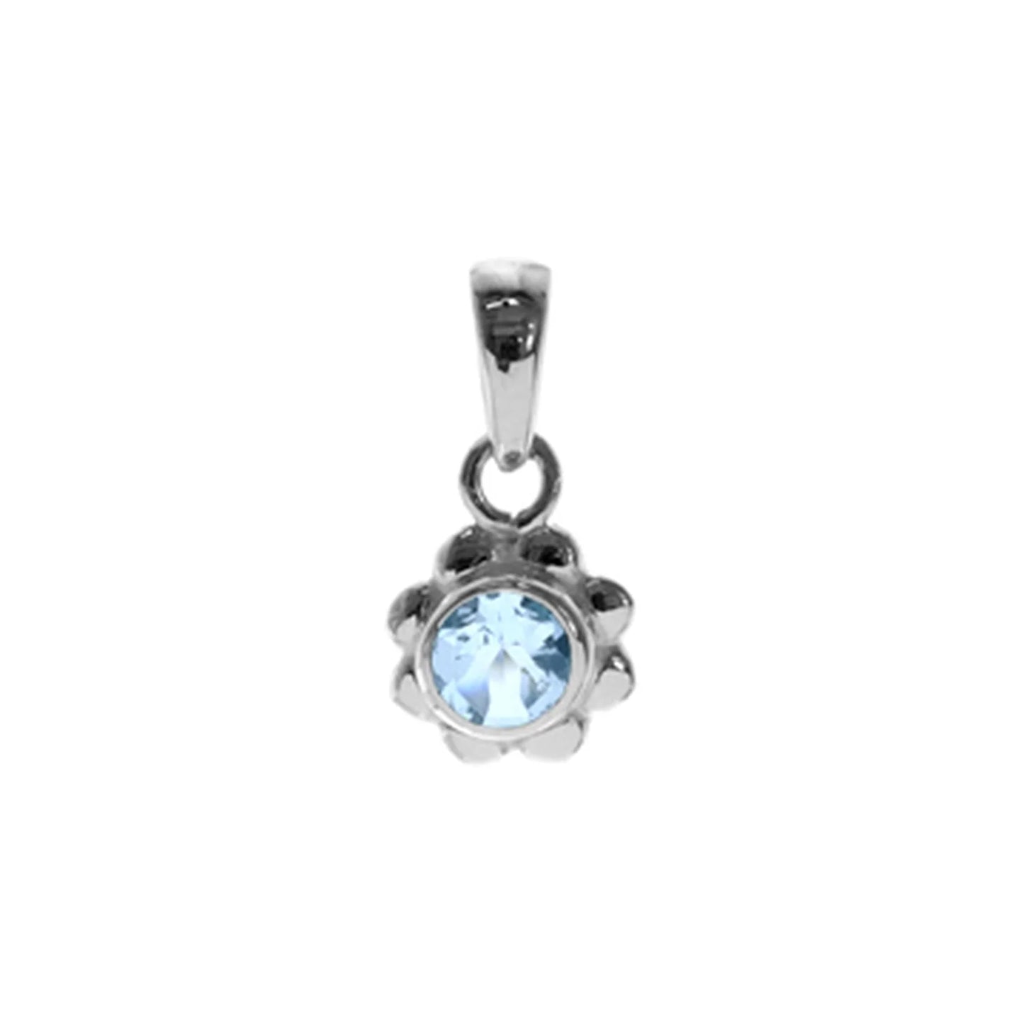 Silver and Blue Topaz petal pendant and chain
