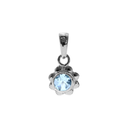 Silver and Blue Topaz petal pendant and chain
