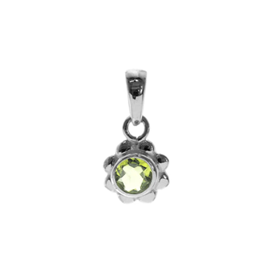 Silver and Peridot petal pendant and chain