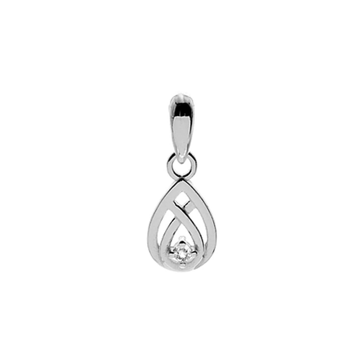 Silver and Cubic Zirconia celtic style teardrop necklace and stud earrings set