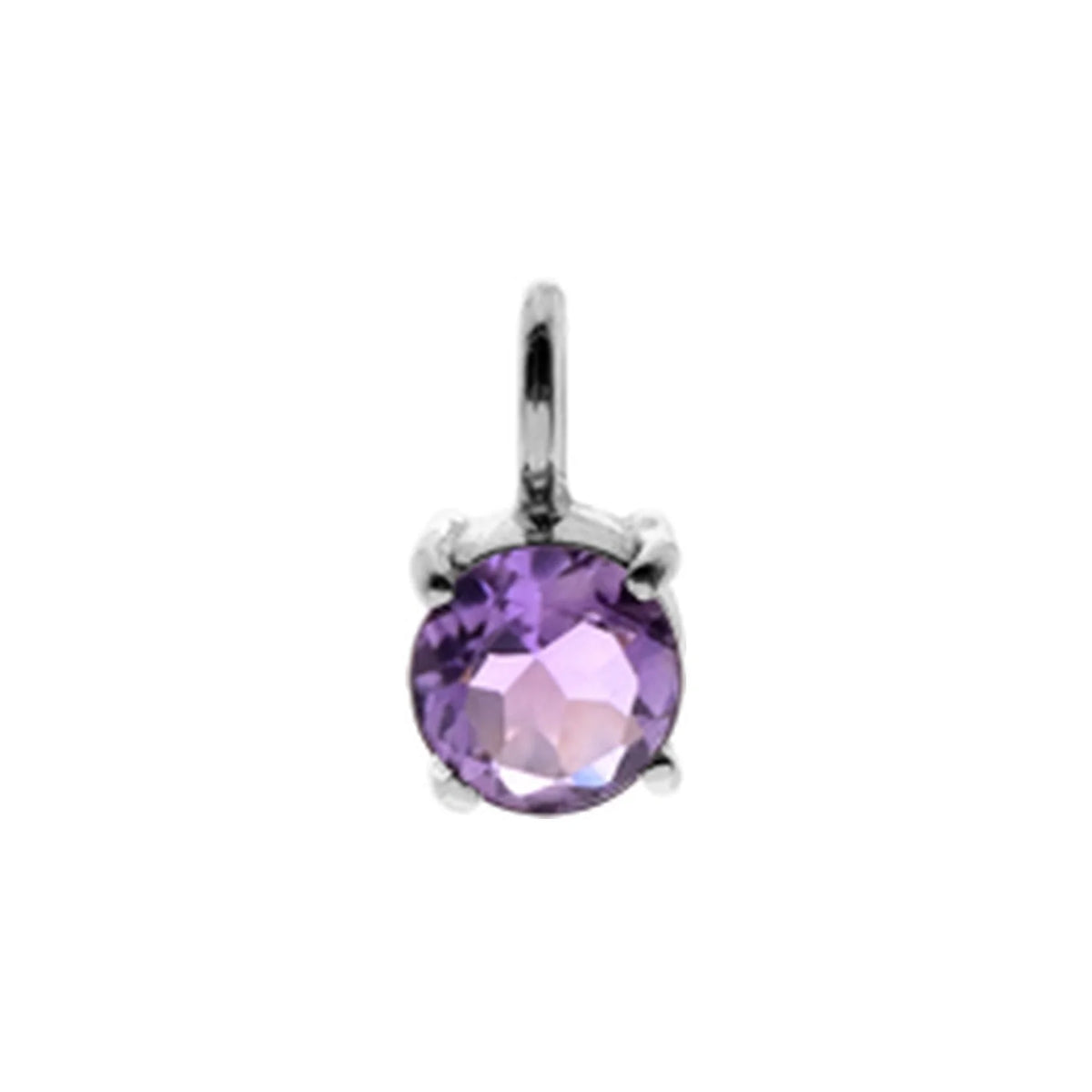 Silver and amethyst claw set round pendant