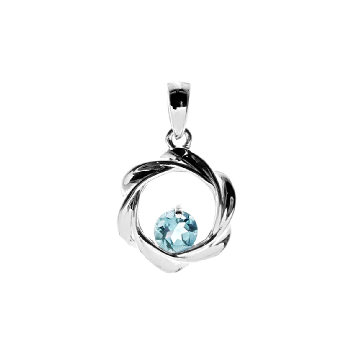 Silver and Blue Topaz twist pendant