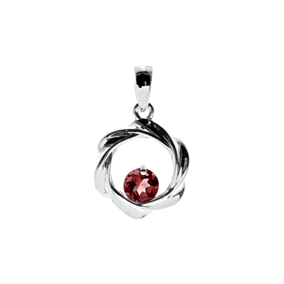 Silver and Garnet twist pendant