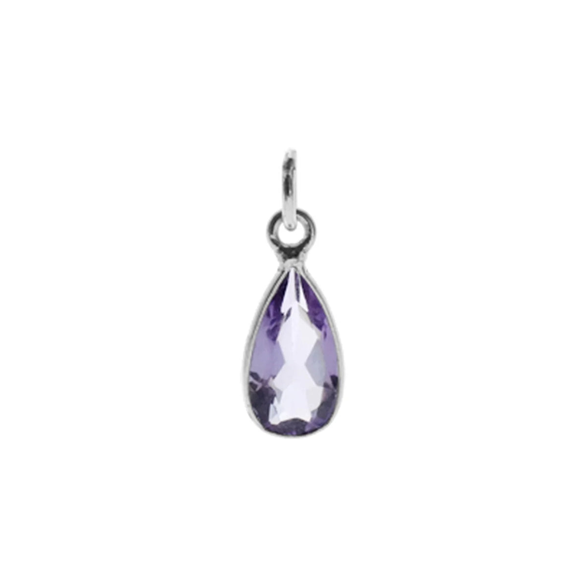 Silver and amethyst rub set teardrop Pendant