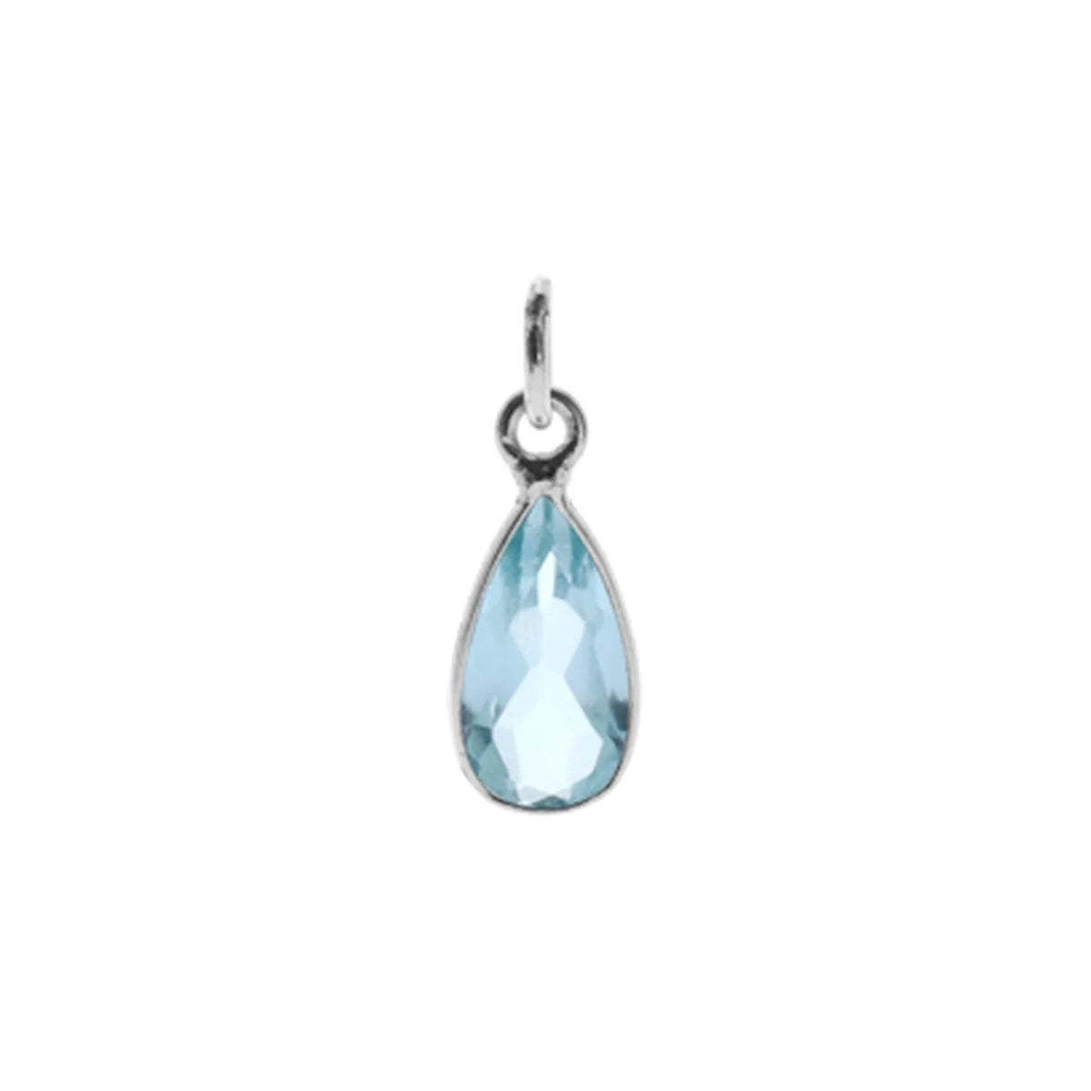 Silver and rub set teardrop Blue Topaz pendant