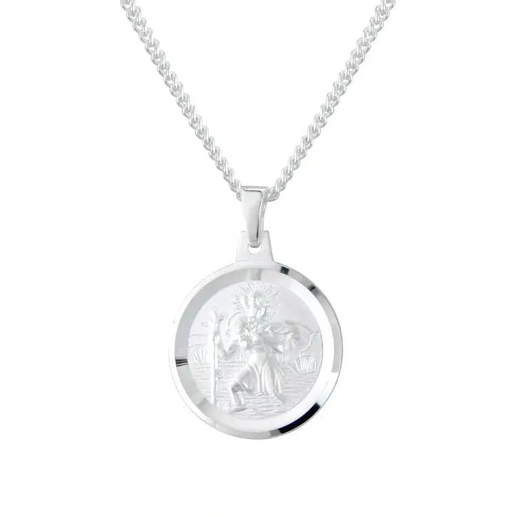 Silver round St Christopher pendant.