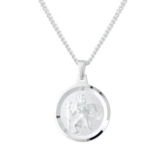 Silver round St Christopher pendant.