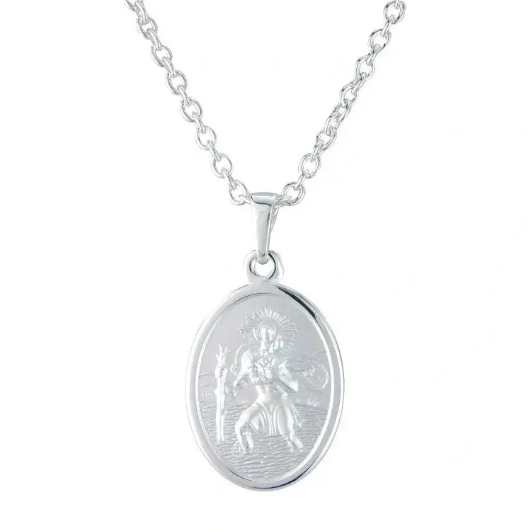 Silver Oval St Christopher pendant.