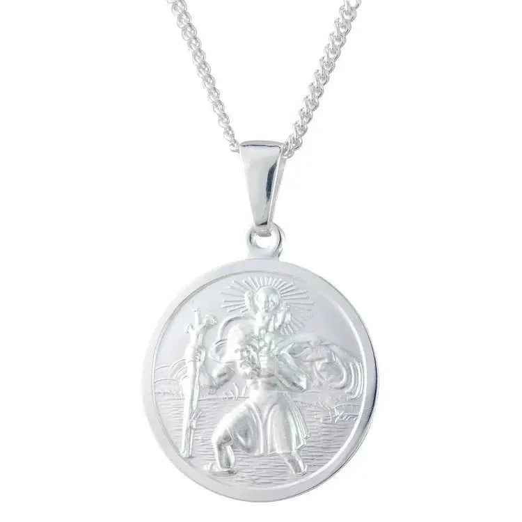 Silver double sided St Christopher.