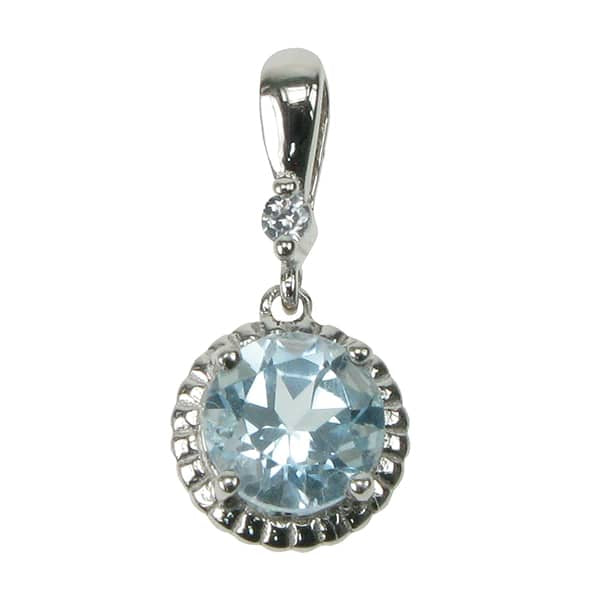 silver, blue topaz and cubic zirconia claw pendant