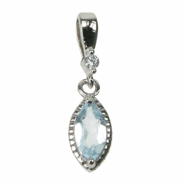silver, blue topaz and cubic zirconia marquise pendant