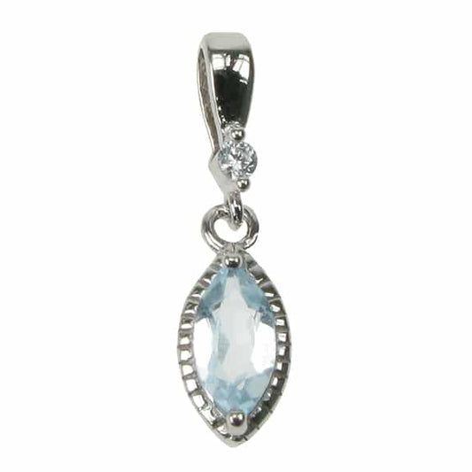 silver, blue topaz and cubic zirconia marquise pendant