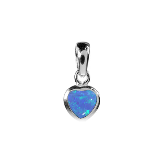 Silver and Blue Opalique heart pendant.