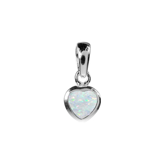 Silver and White Opalique heart pendant.