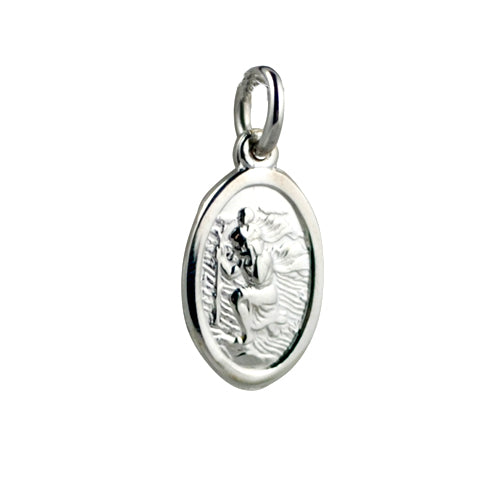 Silver oval St Christopher pendant.