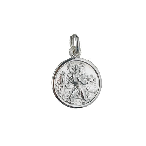 Silver St Christopher round pendant.