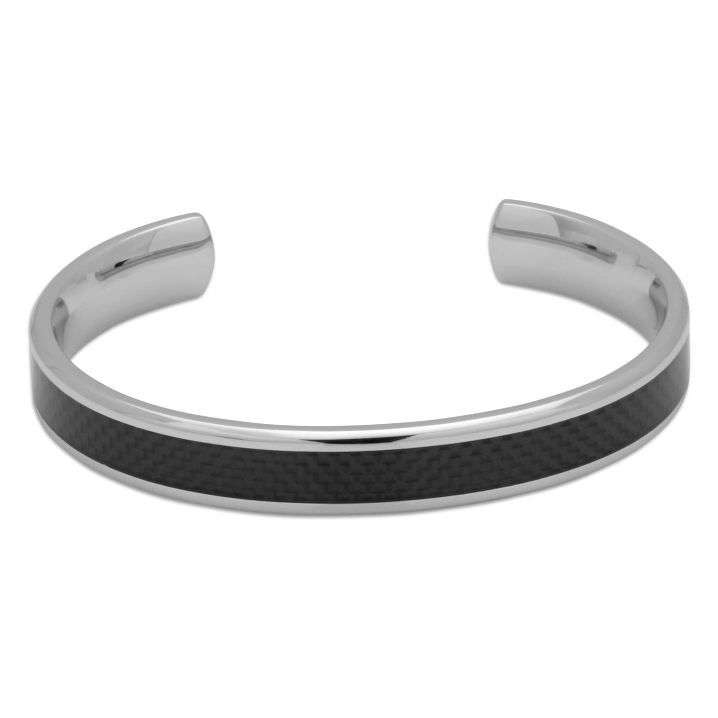 Stainless steel and carbon fibre in-lay bangle