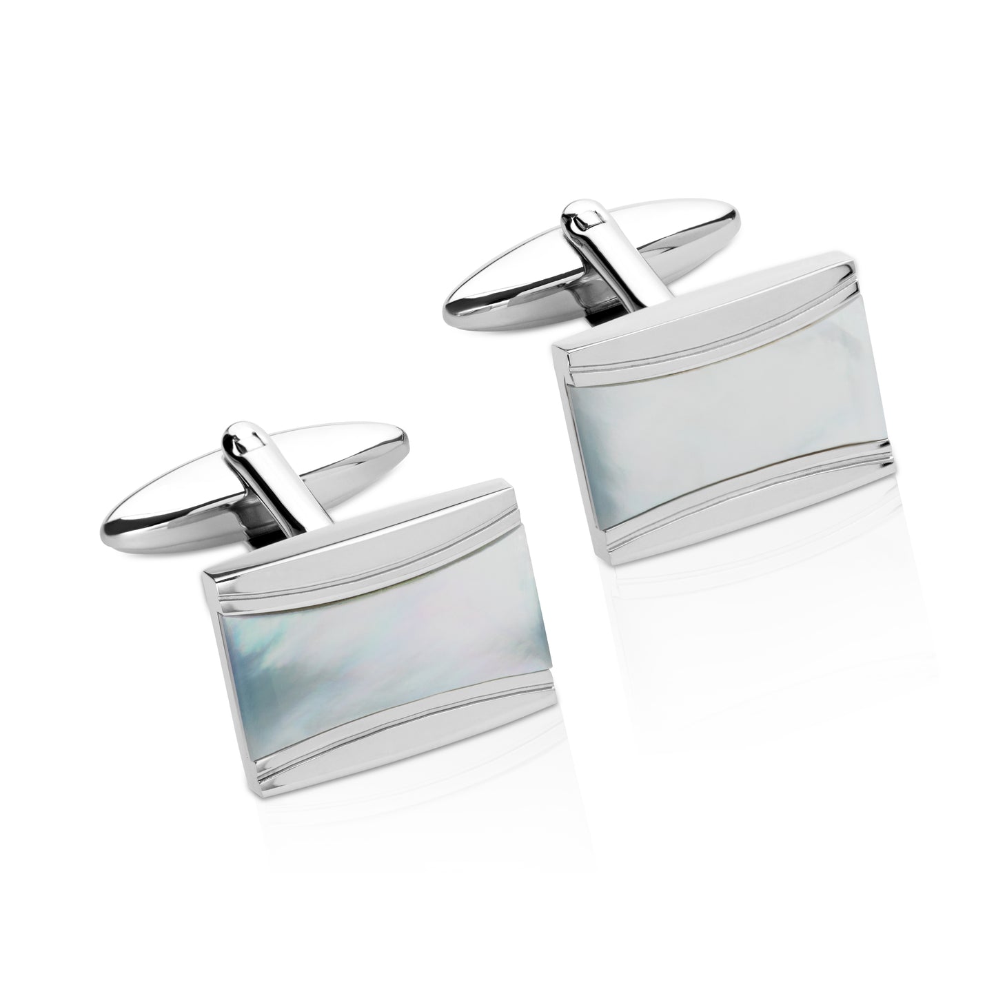 Stainless Steel and Mother of pearl rectangular cufflinks