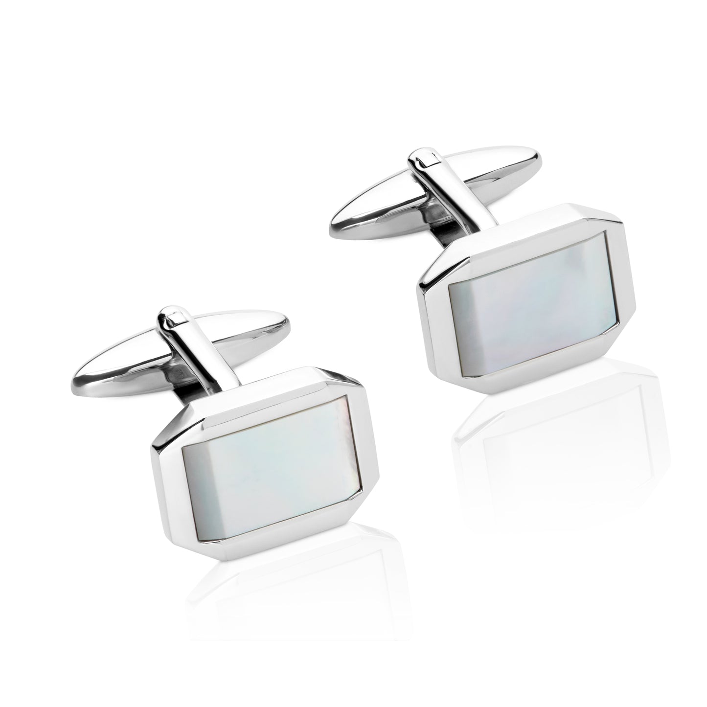 Stainless Steel and Mother of Pearl rectangular cufflinks