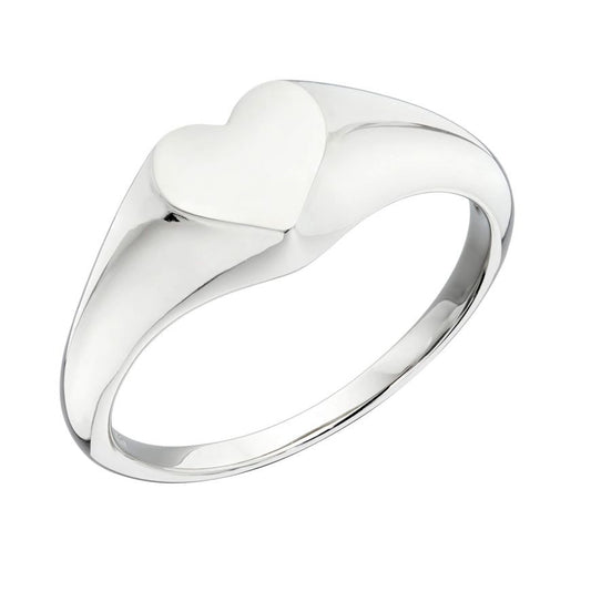 silver heart shaped signet ring