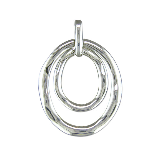 Silver Soft wavy double oval pendant