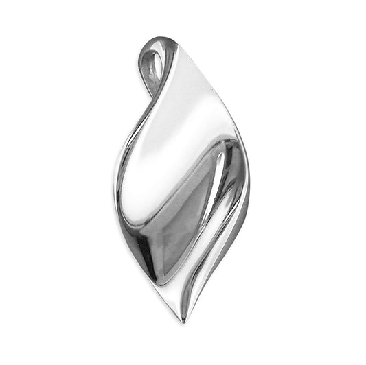 Silver Plain twisted leaf necklace