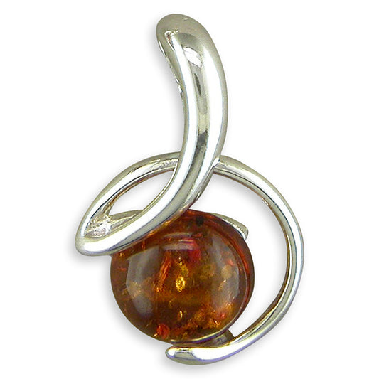 SILVER AND AMBER SWIRL AND CIRCLE PENDANT