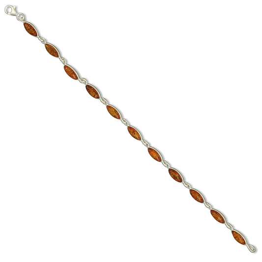 Silver and amber bracelet