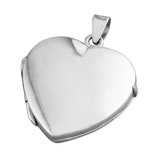 Silver plain 26mm heart locket