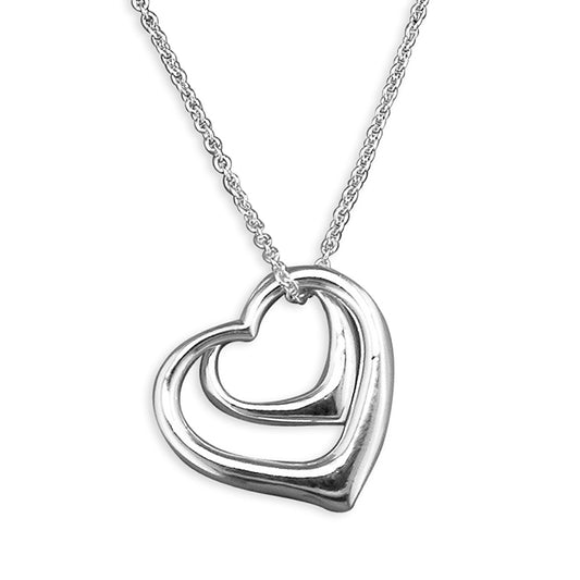 Silver Small and large open hearts pendant