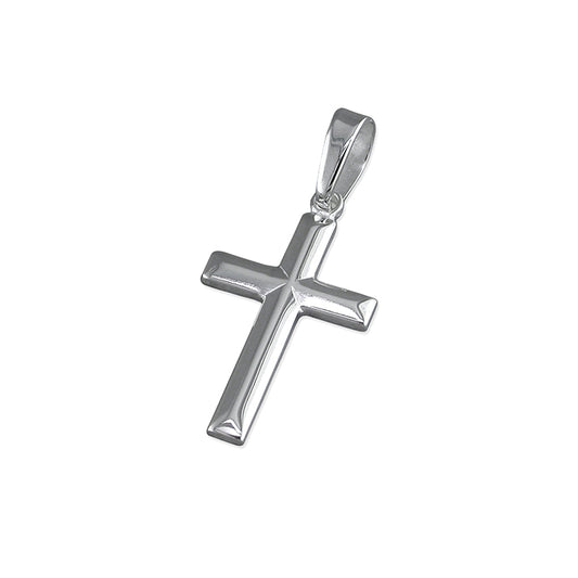 silver small apexed cross pendant.