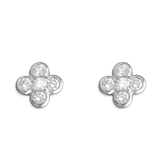 Silver and cubic zirconia cross Stud earrings
