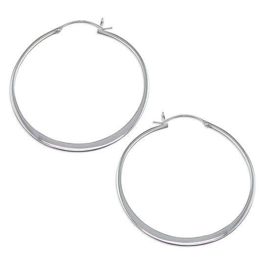SILVER FLAT HOOP EARRINGS