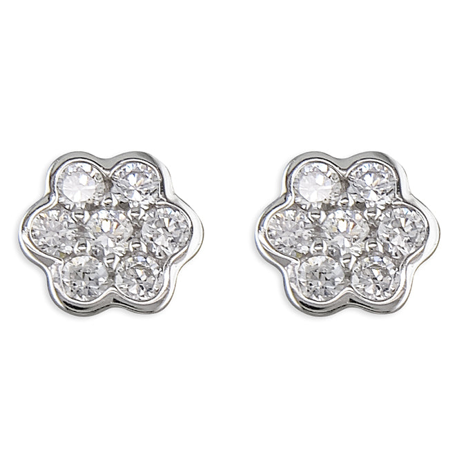 Silver and cubic zirconia stud earrings