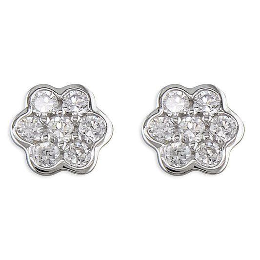 Silver and cubic zirconia stud earrings